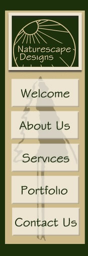 Naturescape Designs logo and navigation bar